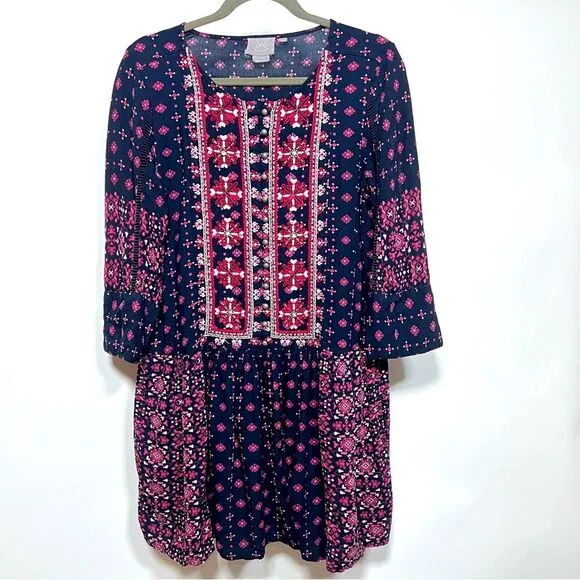 Anthropologie Vanessa Virginia Kaleidoscope Embroidered Beaded Tunic Dress
