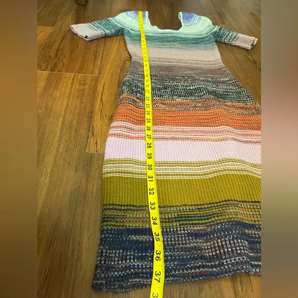 Anthropologie Womens XS Space-Dyed Scoop Neck Knit Midi Dress Multicolor Striped