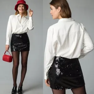 Anthropologie X Mare Mare Buttondown Sequin Twofer Mini Dress