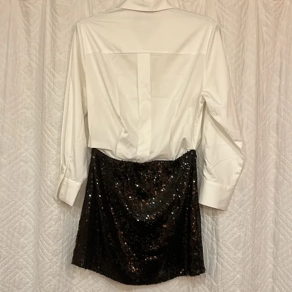 Anthropologie X Mare Mare Buttondown Sequin Twofer Mini Dress