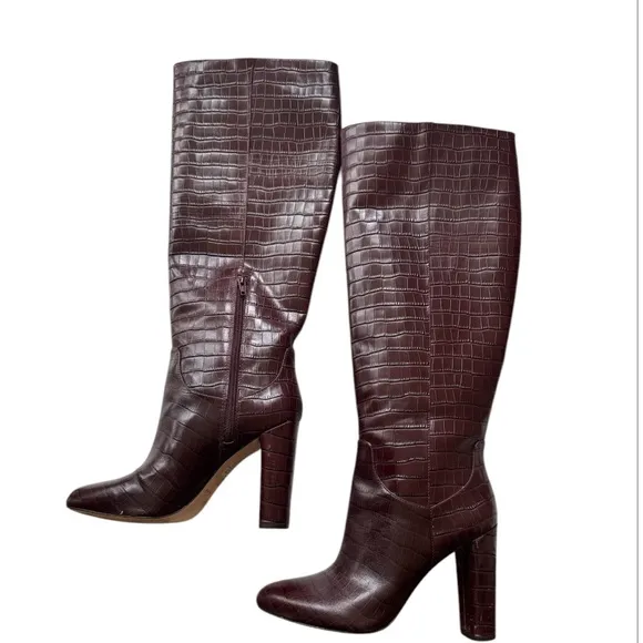 Antonio MelaniMades Crocodile Patent Leather Tall Dress Boots Size 8