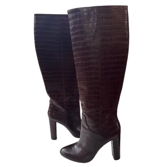 Antonio MelaniMades Crocodile Patent Leather Tall Dress Boots Size 8