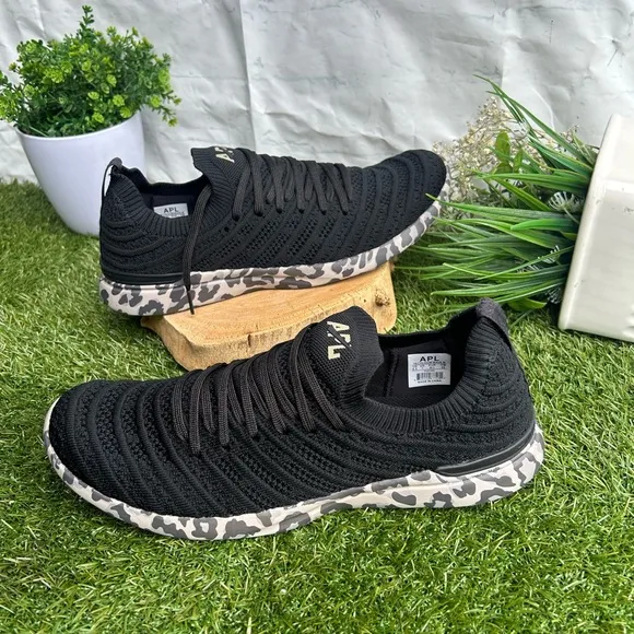 APL ATHLETIC PROPULSION LABS women TECHLOOM WAVE IN BLACK/Asteroid /Leopard 9.5