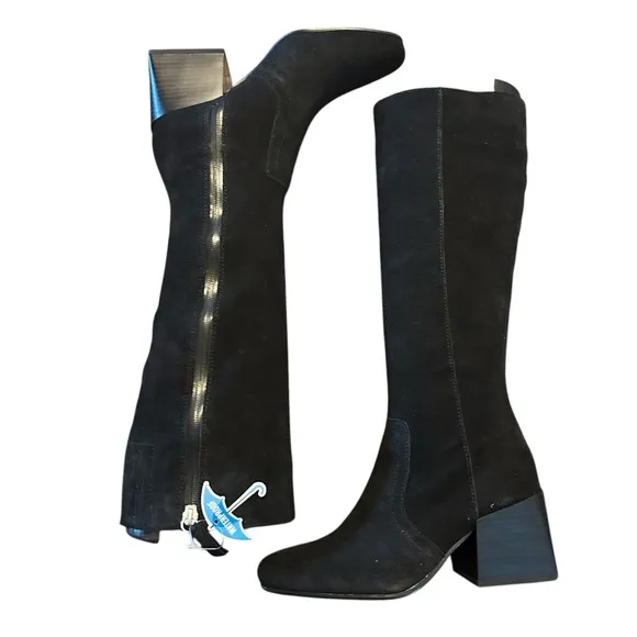 Aqua college Tori Black Waterproof Suede Square Toe Knee High Boots NEW Size 5.5
