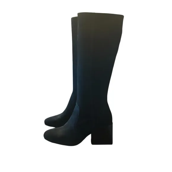 Aqua college Tori Black Waterproof Suede Square Toe Knee High Boots NEW Size 5.5
