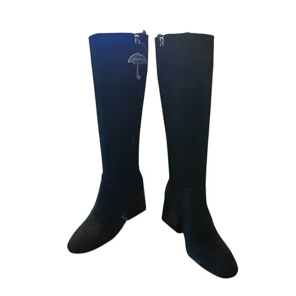Aqua college Tori Black Waterproof Suede Square Toe Knee High Boots NEW Size 5.5