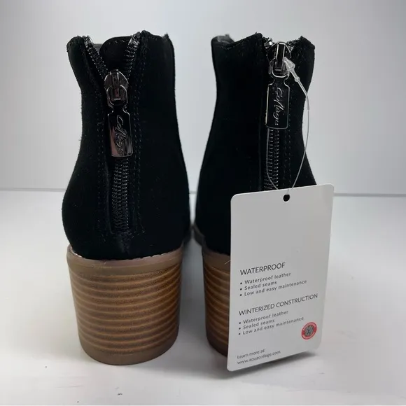 Aqua College Woman's Emily Black Suede Waterproof Black Ankle Boots Size