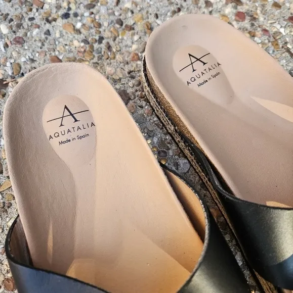 Aquatalia Ariana Slip-On Platform Leather Strap Sandals Women's Size 11 Spain