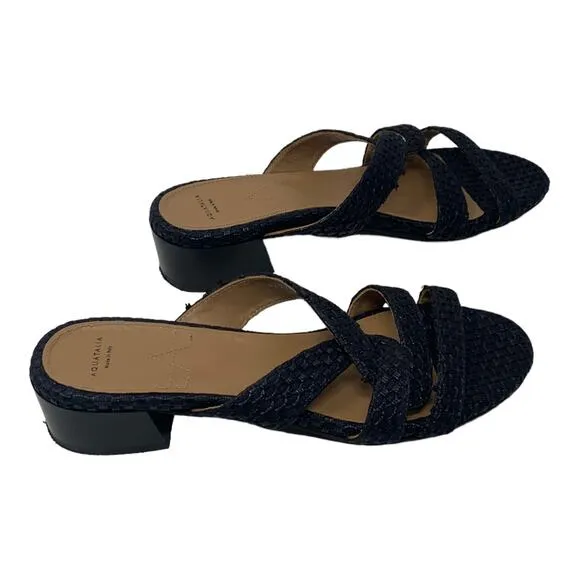 Aquatalia black woven slip on sandals size 9