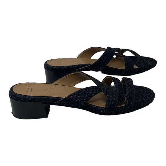 Aquatalia black woven slip on sandals size 9