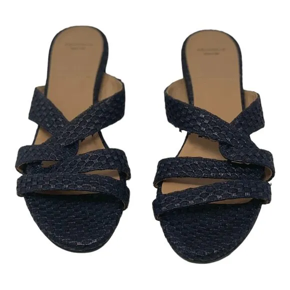 Aquatalia black woven slip on sandals size 9