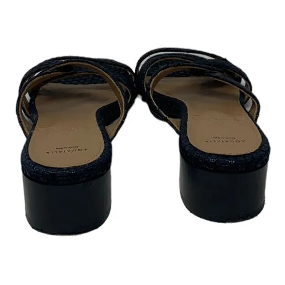 Aquatalia black woven slip on sandals size 9