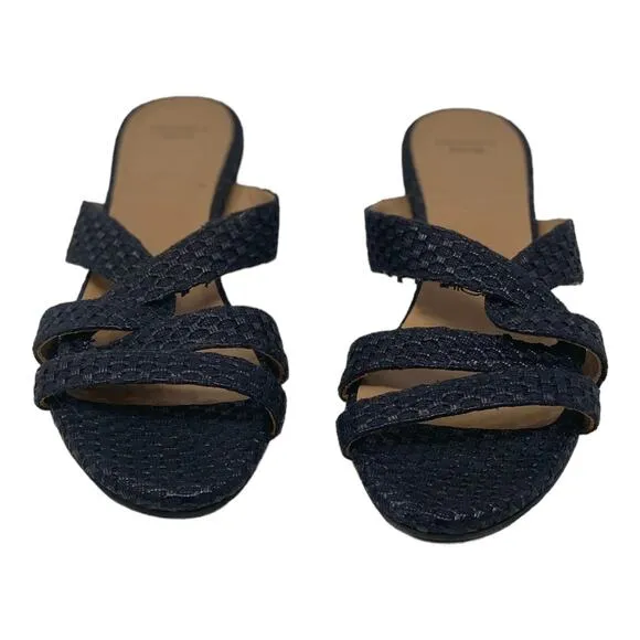 Aquatalia black woven slip on sandals size 9