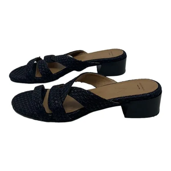 Aquatalia black woven slip on sandals size 9
