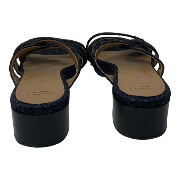Aquatalia black woven slip on sandals size 9