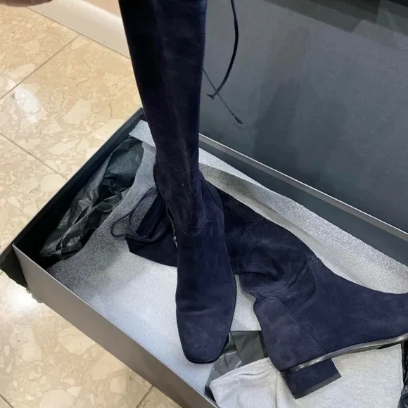 Aquatalia Lisabetta Dress Suede Navy Boots