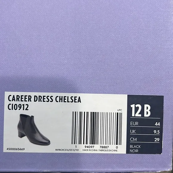 Aravon Rockport Career Dress Chelsea Boots in Black Leather Size 12, New in Box