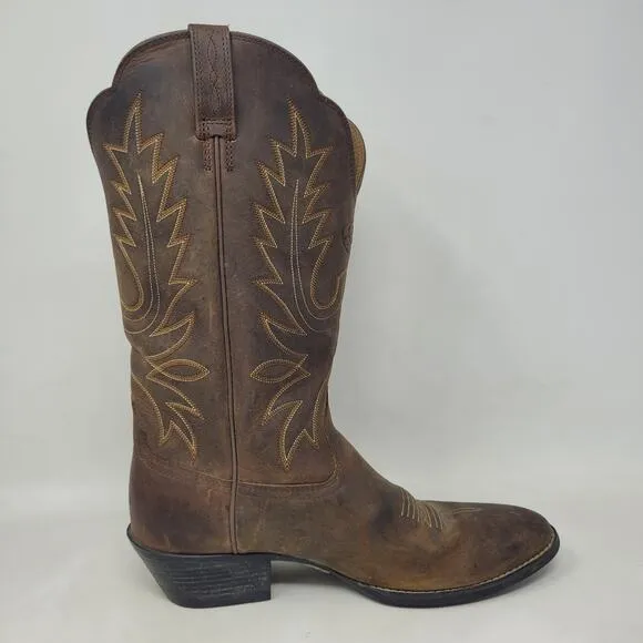 Ariat Boots Womens 9C Brown Leather Heritage R Toe Western Cowboy Ranch Riding