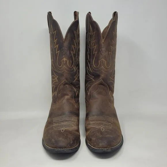 Ariat Boots Womens 9C Brown Leather Heritage R Toe Western Cowboy Ranch Riding