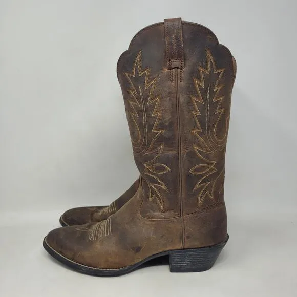 Ariat Boots Womens 9C Brown Leather Heritage R Toe Western Cowboy Ranch Riding