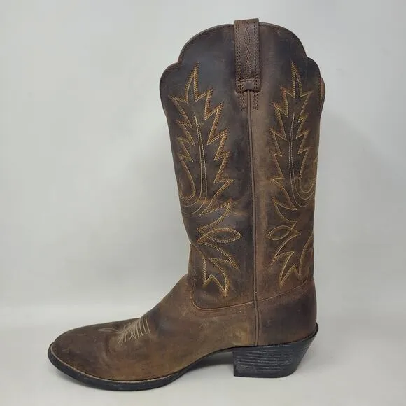 Ariat Boots Womens 9C Brown Leather Heritage R Toe Western Cowboy Ranch Riding