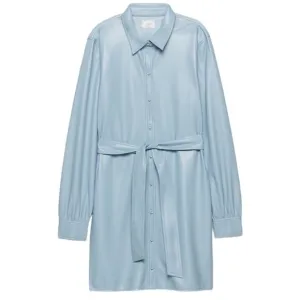Aritzia Wilfred Caroline Vegan Leather Shirt Dress in Blue Dune Size 2XS