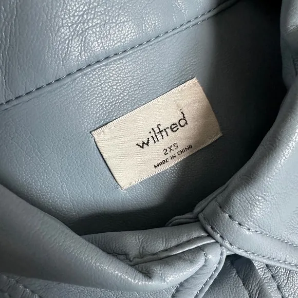 Aritzia Wilfred Caroline Vegan Leather Shirt Dress in Blue Dune Size 2XS