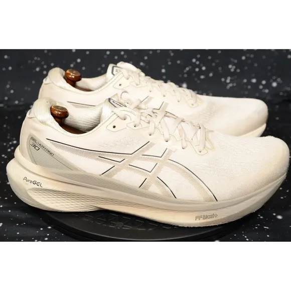 Asics GEL-KAYANO 30 Sneaker Mens US 12 Oatmeal Black Knit Running Shoes 1011B548