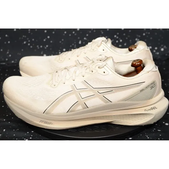 Asics GEL-KAYANO 30 Sneaker Mens US 12 Oatmeal Black Knit Running Shoes 1011B548