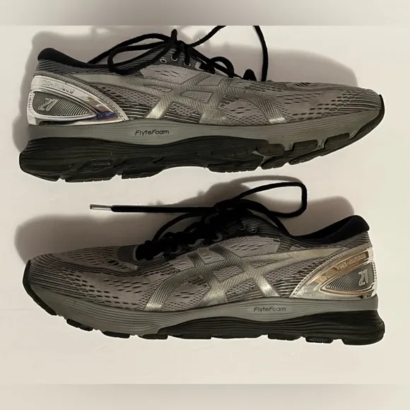 ASICS Shoes Mens 14 Gel Nimbus 21Platinum Running Sneakers