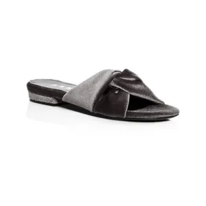 ASKA Womens Gray Knotted Emily Round Toe Block Heel Slip On Slide Sandals 39