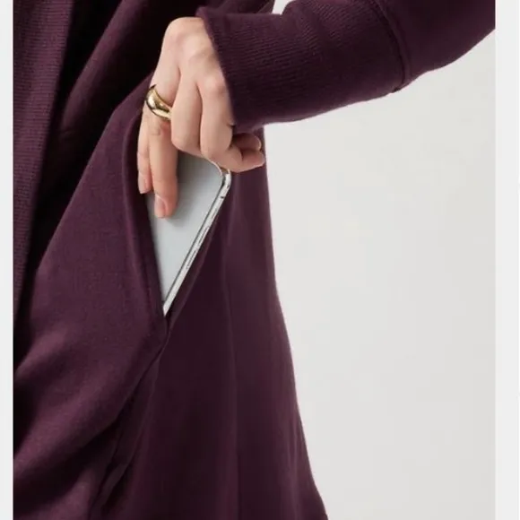 Athleta Pranayama Restore Wrap Cardigan Sweater Lulu Maroon Plum Burgundy Sz XXS