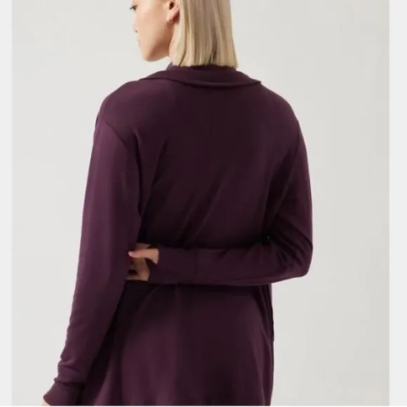 Athleta Pranayama Restore Wrap Cardigan Sweater Lulu Maroon Plum Burgundy Sz XXS