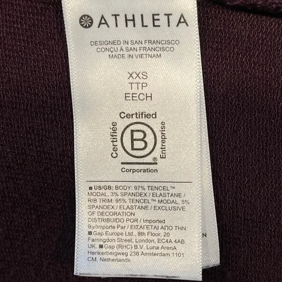 Athleta Pranayama Restore Wrap Cardigan Sweater Lulu Maroon Plum Burgundy Sz XXS