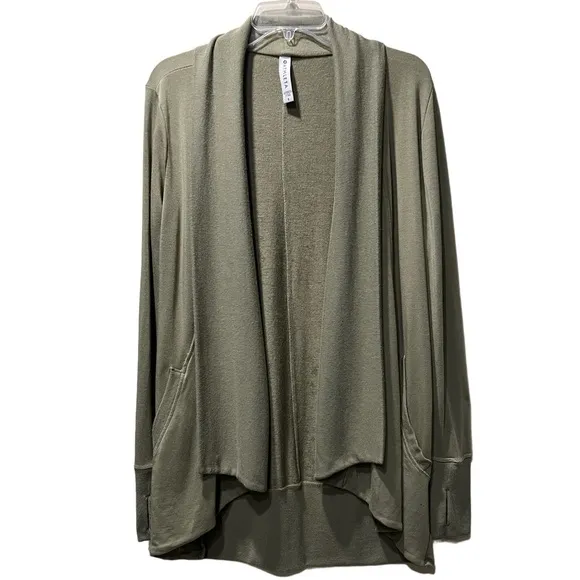 Athleta Pranayama Restore Wrap Sweater Knit Cardigan Neutral Olive Green69 Small