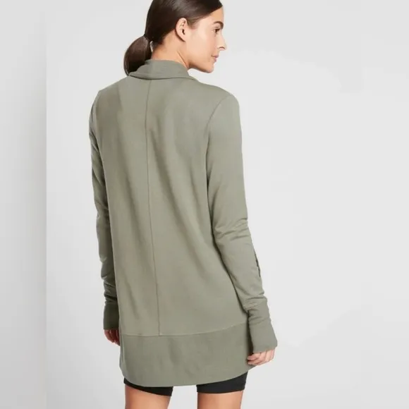 Athleta Pranayama Restore Wrap Sweater Knit Cardigan Neutral Olive Green69 Small