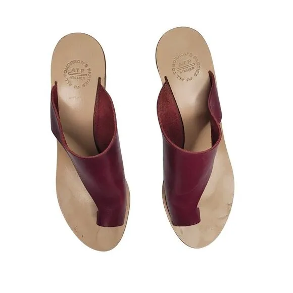 ATP Leather slip-on Heels Color Burgundy Size 39 Eur/ 8 US