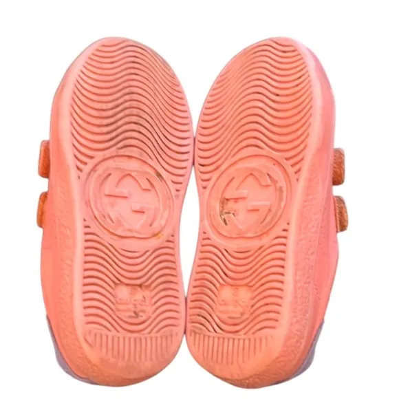 Authentic Gucci luxury designer GG baby girl pink leather sneakers SZ 10