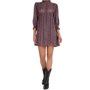 ba&amp;sh Deep Blouson-Sleeve Mini Dress