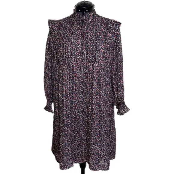 ba&amp;sh Deep Blouson-Sleeve Mini Dress