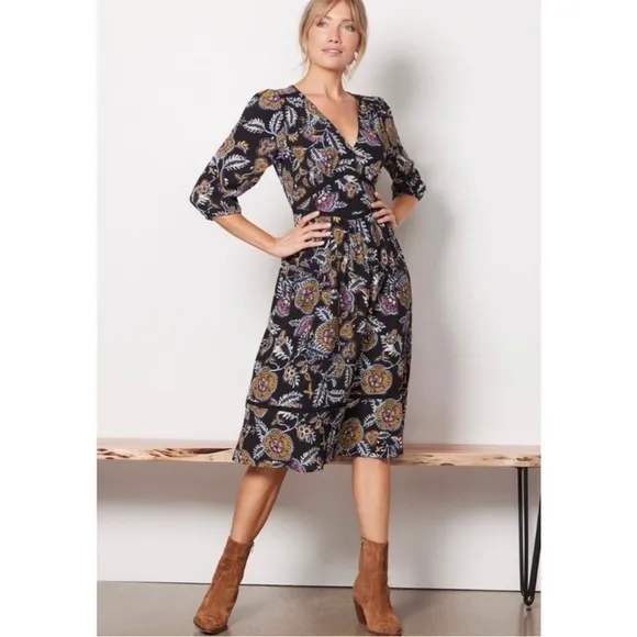 BA&amp;SH Vienne Midi Dress Paisley Floral XS