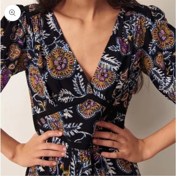 BA&amp;SH Vienne Midi Dress Paisley Floral XS