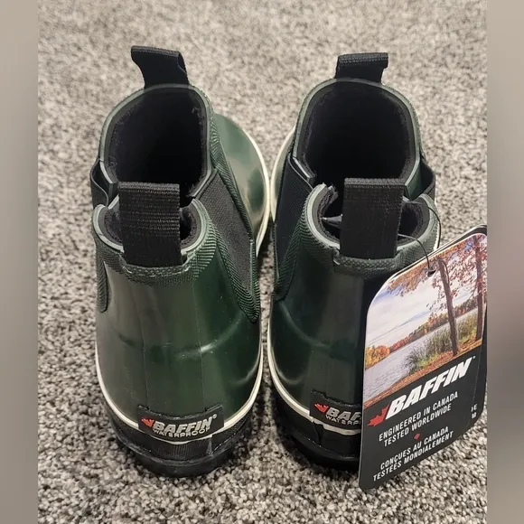 Baffin Womens Marsh Series Pond Mid Rain Boots MRSHW004-BK1 Green Size 7