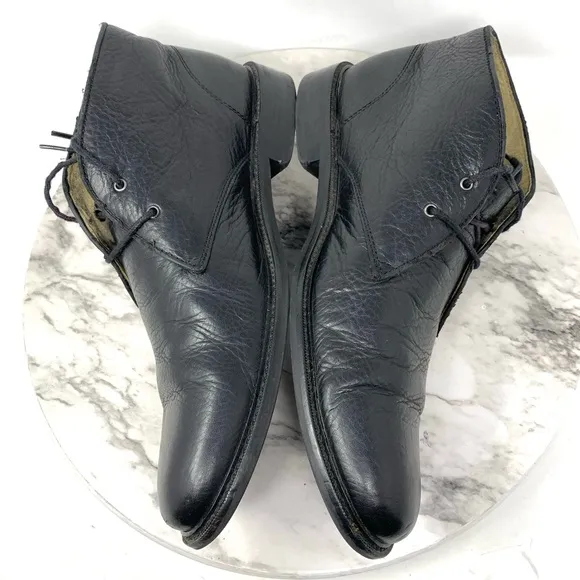 Banana Republic Chukka Black Leather Lace Up Boots 9 Mens Ortholite Classic