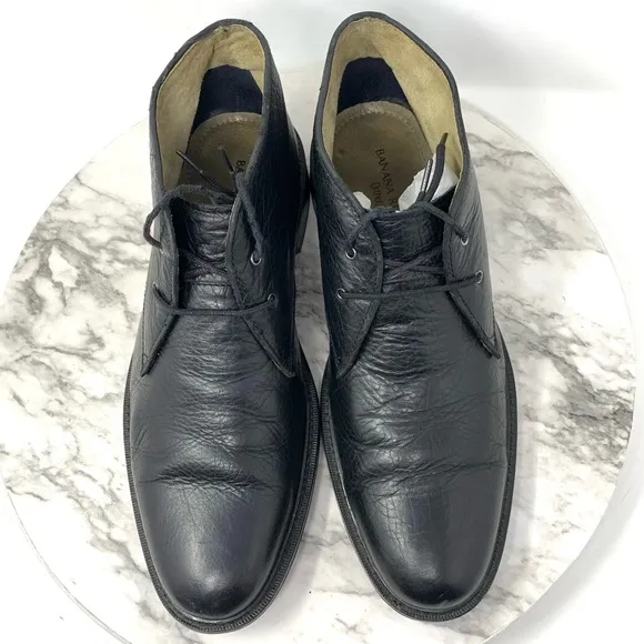 Banana Republic Chukka Black Leather Lace Up Boots 9 Mens Ortholite Classic