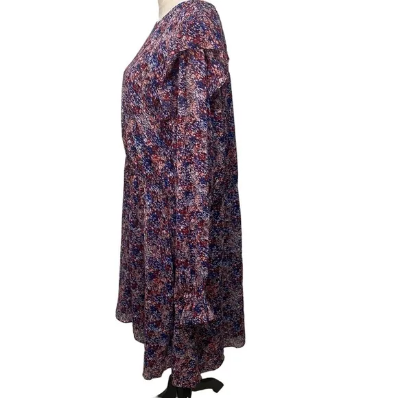 Banana Republic Smocked Fit and Flare Ruffle Multi Color Print Midi Dress XXL