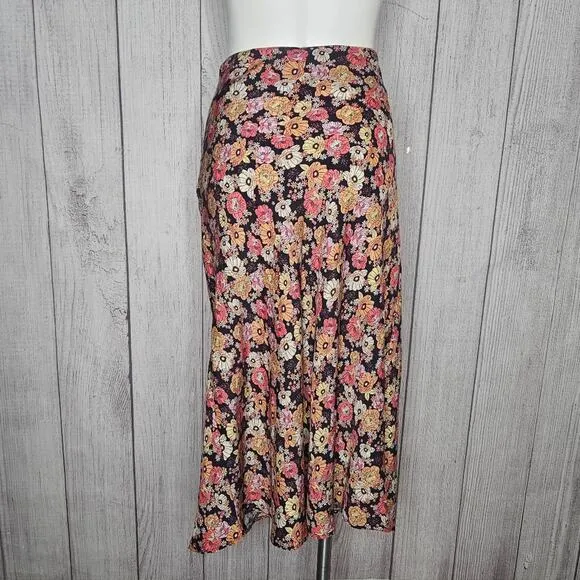 Barbour Coraline Navy Floral Midi Skirt, size US 8