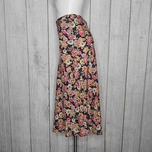 Barbour Coraline Navy Floral Midi Skirt, size US 8