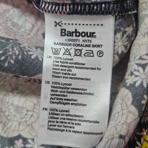 Barbour Coraline Navy Floral Midi Skirt, size US 8