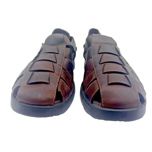Bass Men's Brown Leather Fishermen Sandals Jakson 3Q33 Size 10 M Comfort Shoes